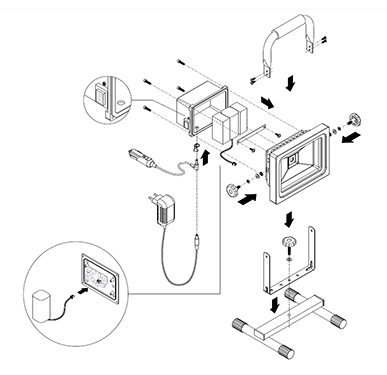 Exploded-view tekening bouwlamp