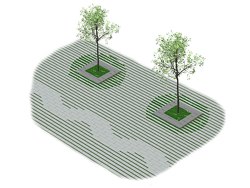 3D Impressie van groenbestrating